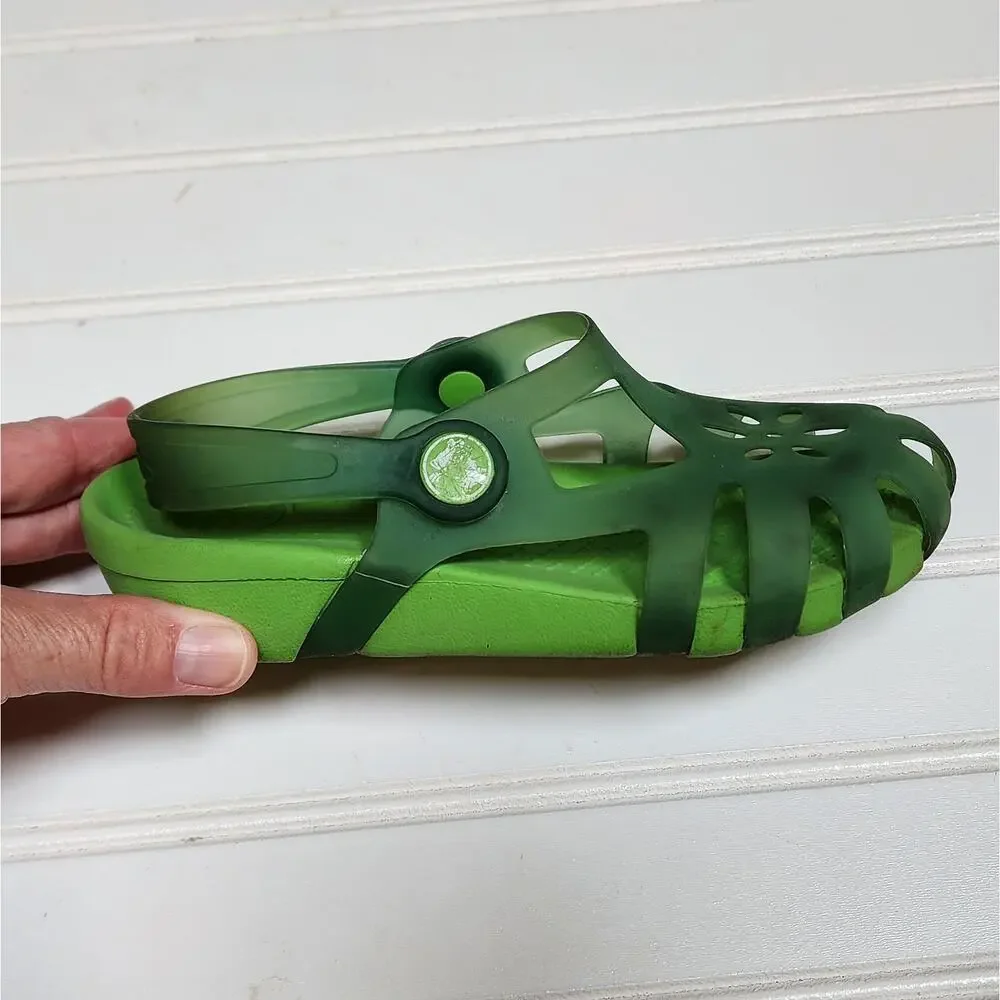 Crocs Shirley Girls Green Flower Cut-Out Sandals Size 12 Kids
